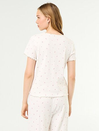 T-shirt pigiama in maglia a costine