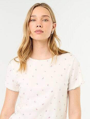 T-shirt pigiama in maglia a costine