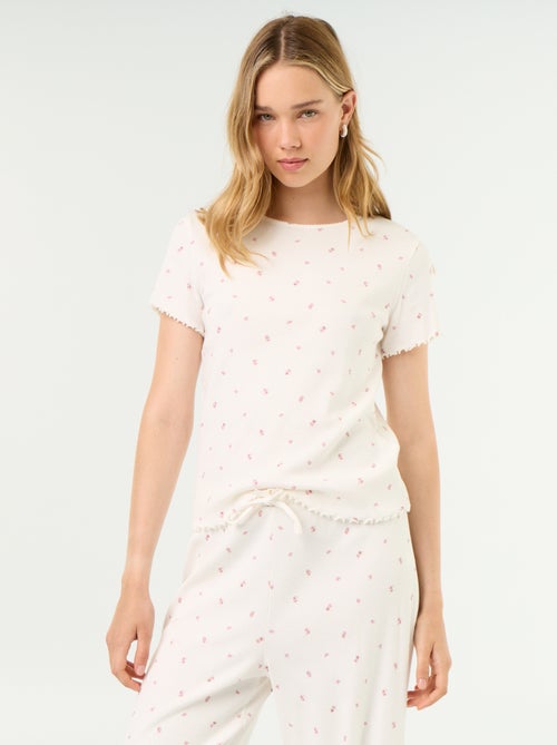 T-shirt pigiama in maglia a costine - Kiabi