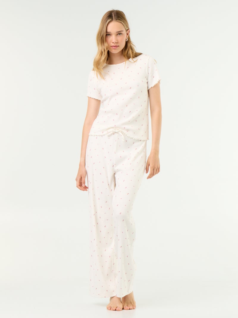 T-shirt pigiama in maglia a costine Bianco - Kiabi