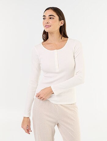 T-shirt pigiama in maglia a costine