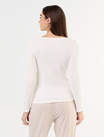 T-shirt pigiama in maglia a costine
