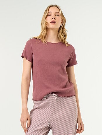 T-shirt pigiama in maglia a costine