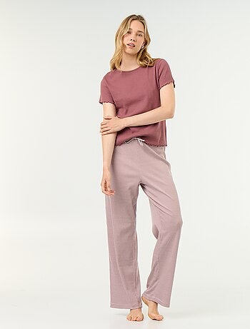 T-shirt pigiama in maglia a costine