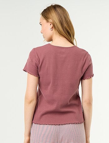 T-shirt pigiama in maglia a costine