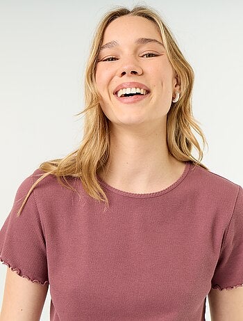 T-shirt pigiama in maglia a costine