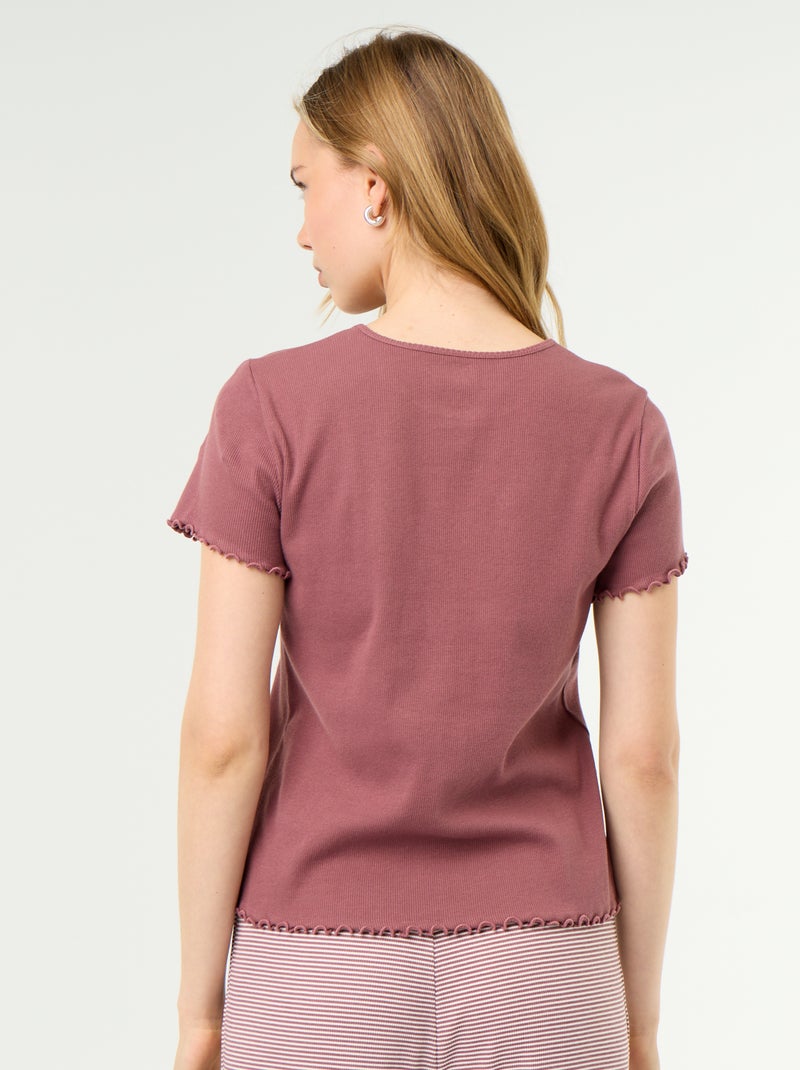 T-shirt pigiama in maglia a costine Rosa - Kiabi