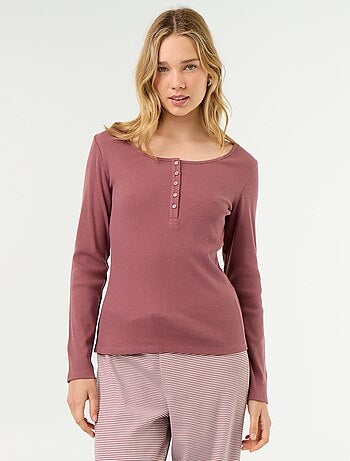T-shirt pigiama in maglia a costine