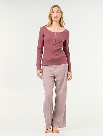 T-shirt pigiama in maglia a costine
