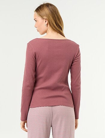 T-shirt pigiama in maglia a costine