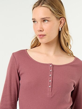 T-shirt pigiama in maglia a costine