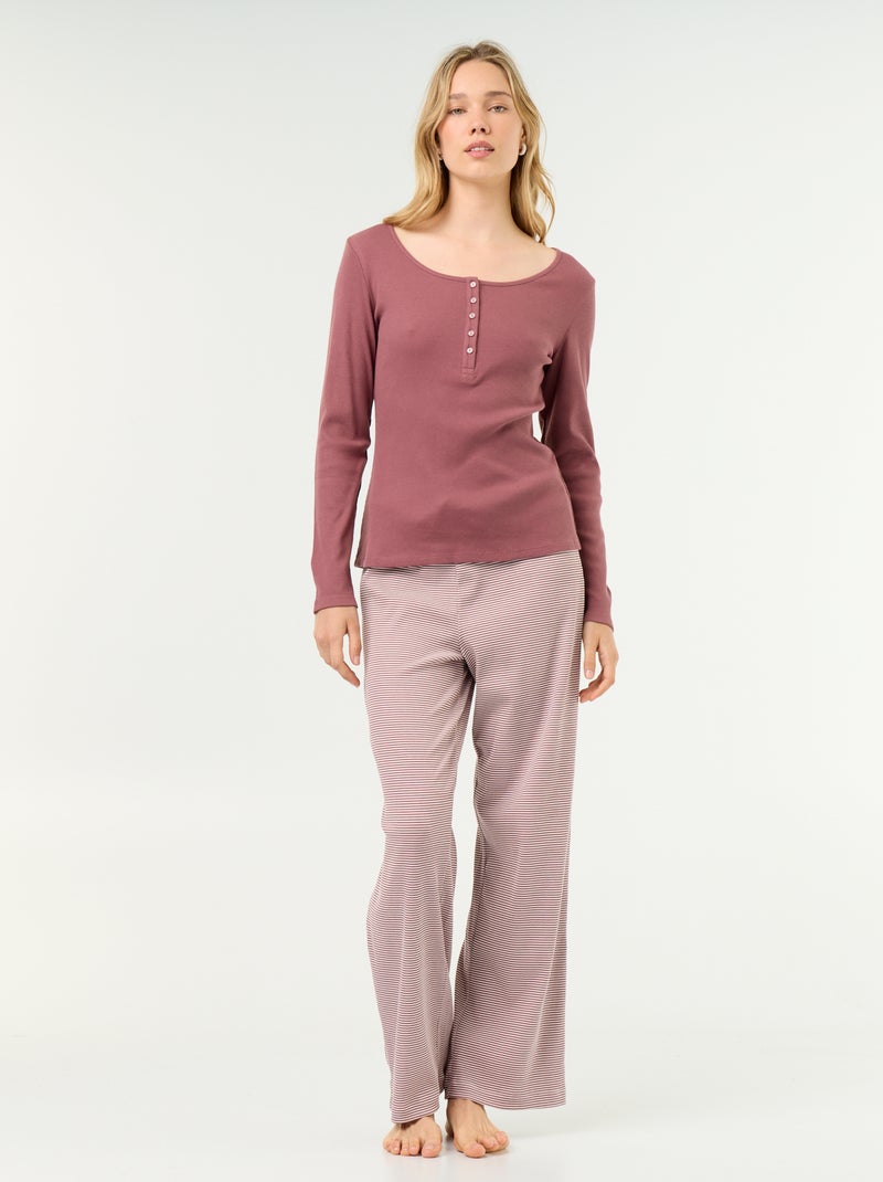 T-shirt pigiama in maglia a costine Rosa - Kiabi