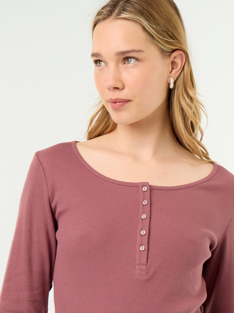 T-shirt pigiama in maglia a costine Rosa - Kiabi