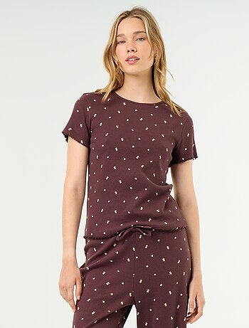T-shirt pigiama in maglia a costine
