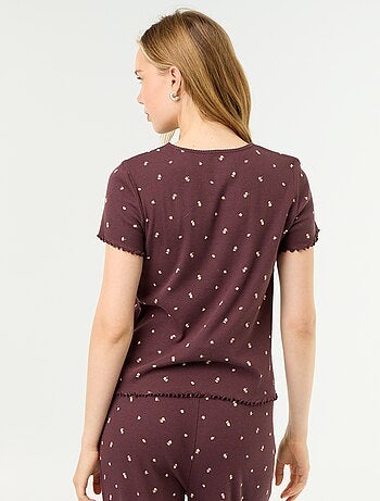 T-shirt pigiama in maglia a costine