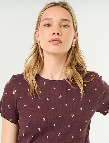 T-shirt pigiama in maglia a costine