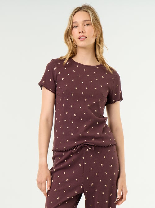 T-shirt pigiama in maglia a costine - Kiabi