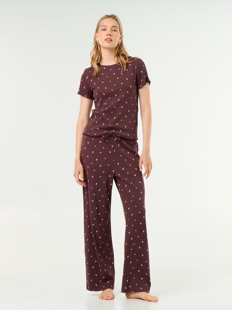 T-shirt pigiama in maglia a costine Rosso - Kiabi