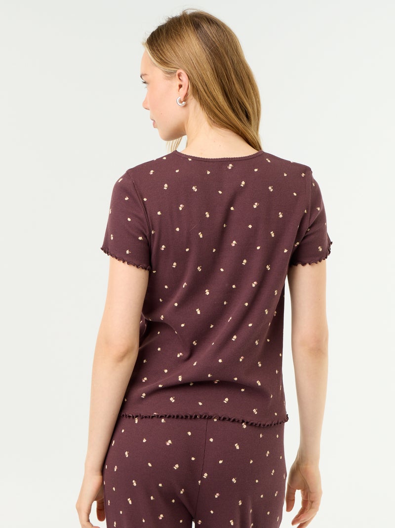 T-shirt pigiama in maglia a costine Rosso - Kiabi