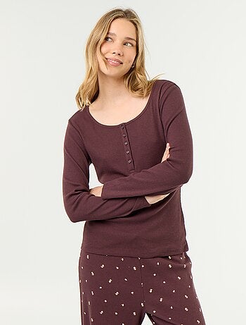 T-shirt pigiama in maglia a costine