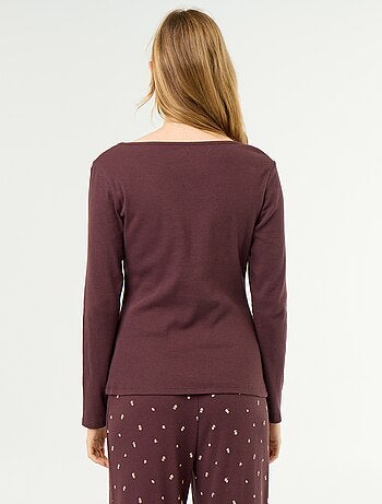 T-shirt pigiama in maglia a costine
