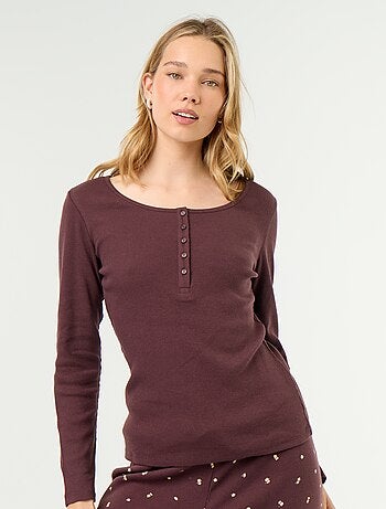 T-shirt pigiama in maglia a costine