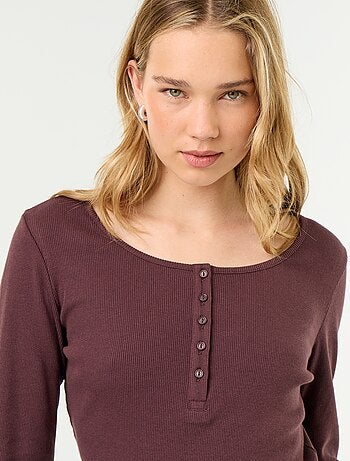 T-shirt pigiama in maglia a costine