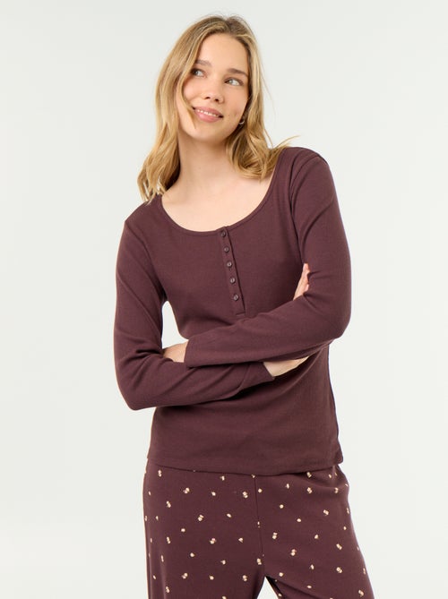 T-shirt pigiama in maglia a costine - Kiabi