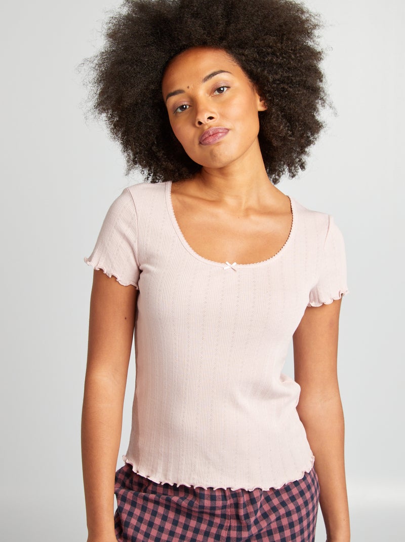 T-shirt pigiama in maglia pointelle VIOLA - Kiabi
