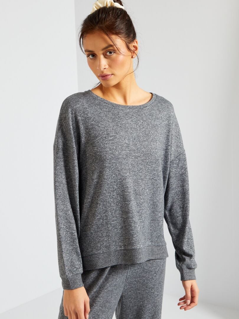 T-shirt pigiama in maglia soffice grigio scuro - Kiabi