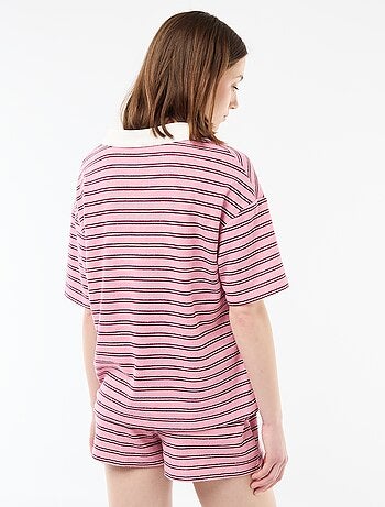 T-shirt polo ampio in spugna