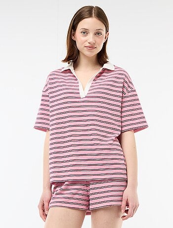 T-shirt polo ampio in spugna