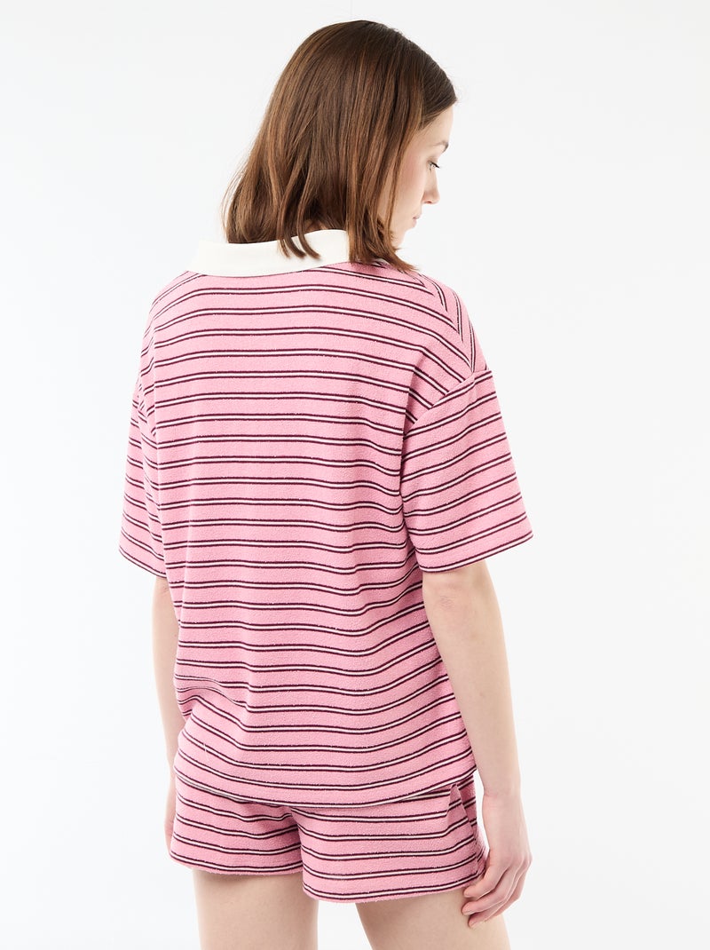 T-shirt polo ampio in spugna Rosa - Kiabi