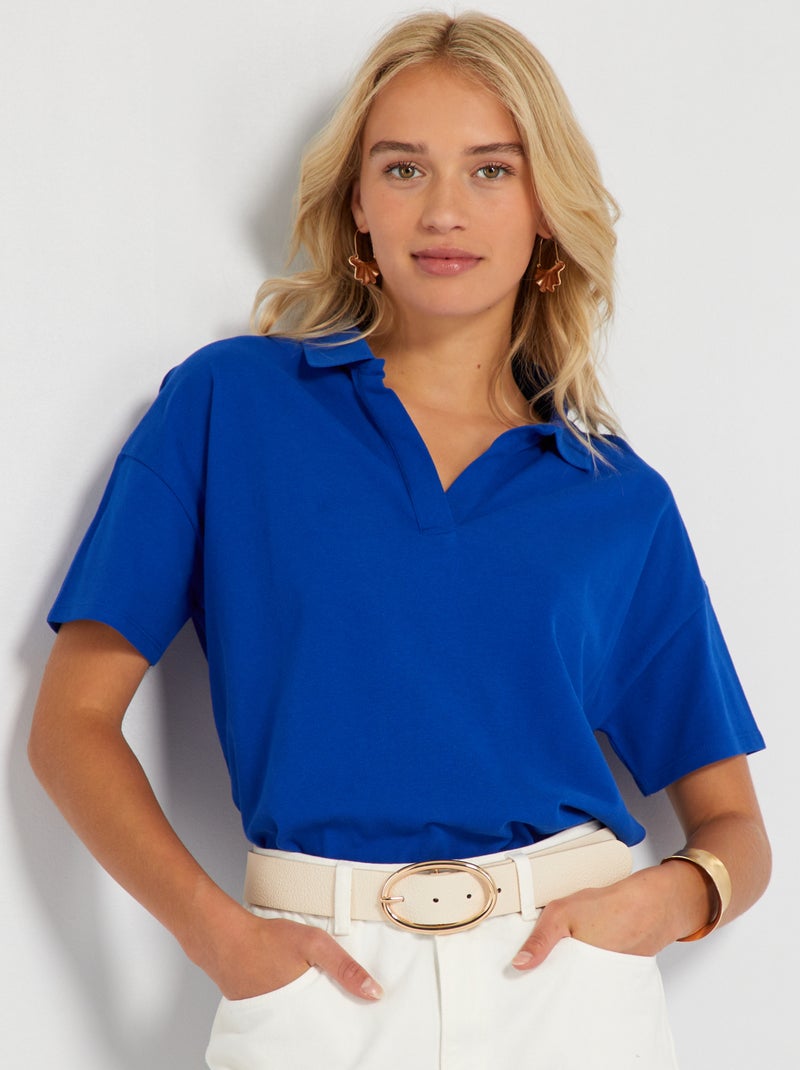 T-shirt polo in piqué di cotone BLU - Kiabi