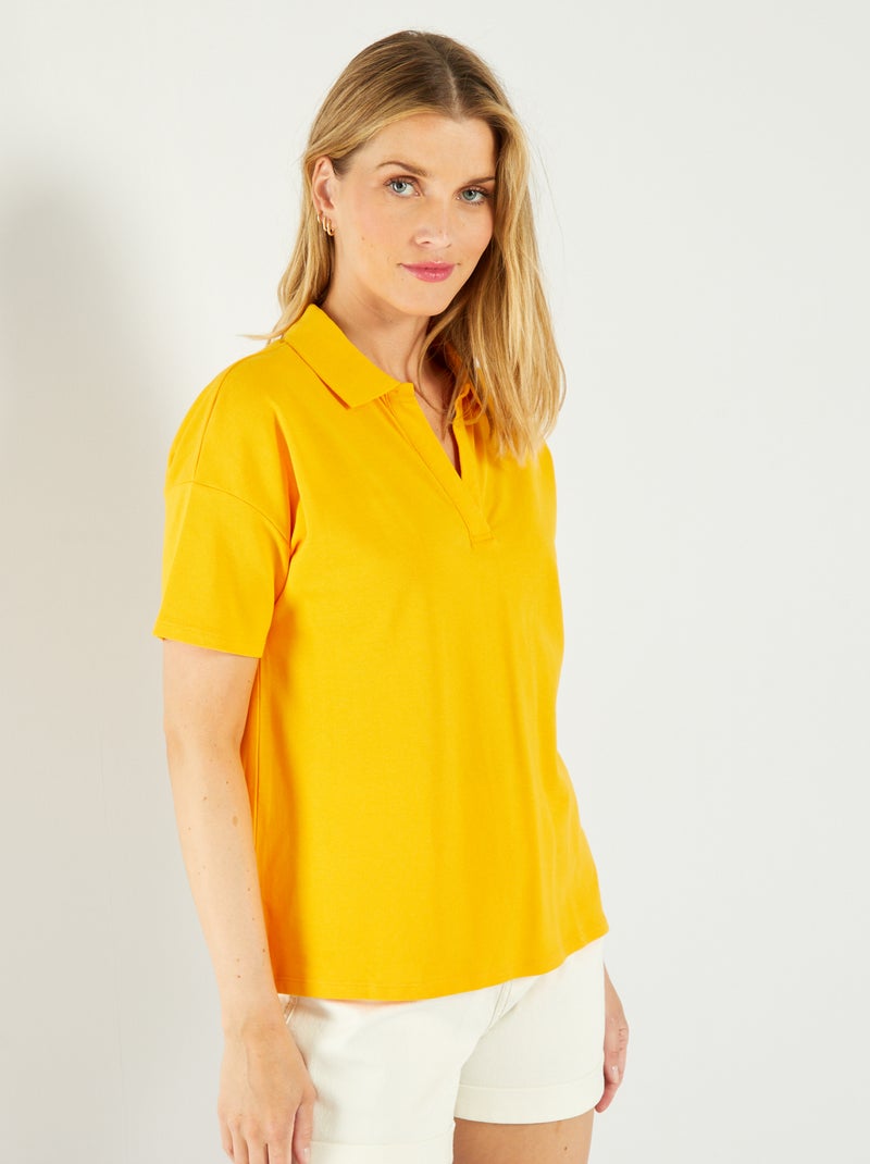 T-shirt polo in piqué di cotone GIALLO - Kiabi