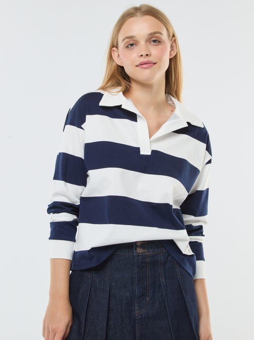 T-shirt polo oversize a righe - Kiabi