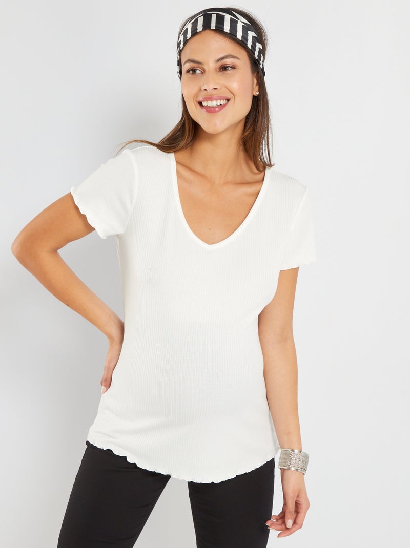 T-shirt premaman a coste Bianco - Kiabi