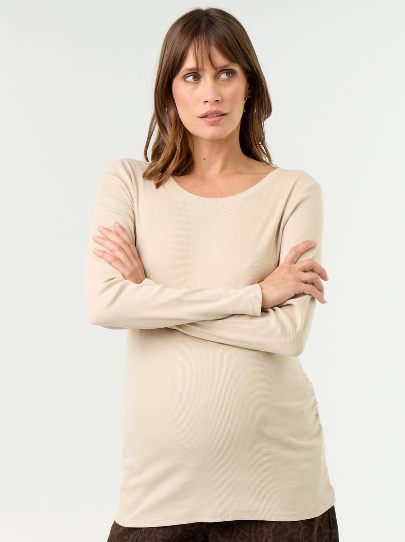 T-shirt premaman a costine Beige - Kiabi