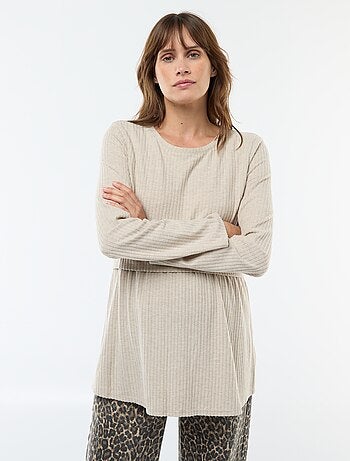 T-shirt premaman a costine per allattamento