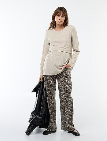 T-shirt premaman a costine per allattamento
