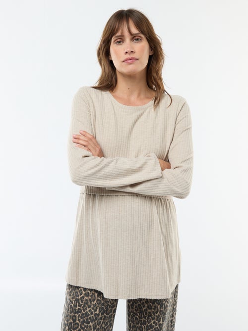 T-shirt premaman a costine per allattamento - Kiabi