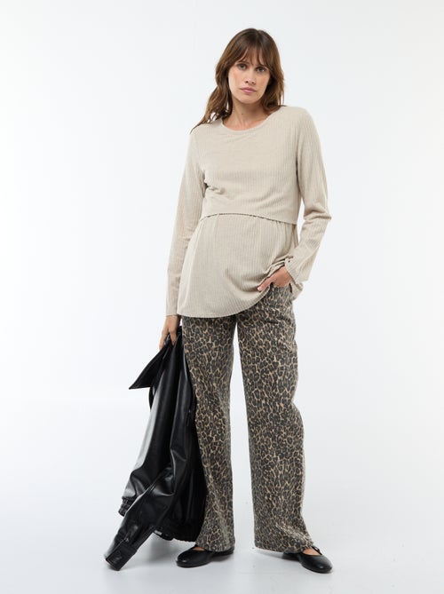 T-shirt premaman a costine per allattamento - Kiabi