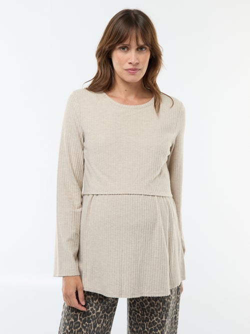 T-shirt premaman a costine per allattamento - Kiabi
