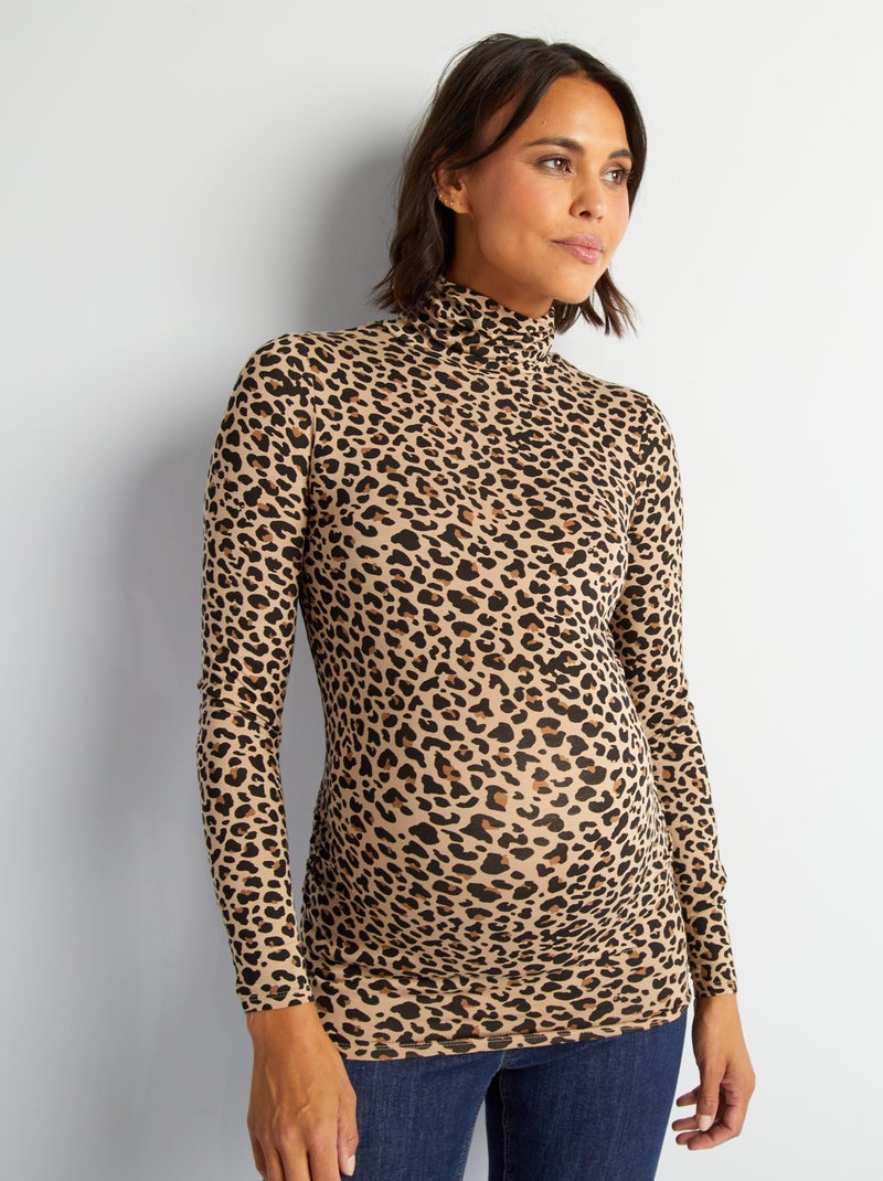 T-shirt premaman con collo alto MARRONE - Kiabi