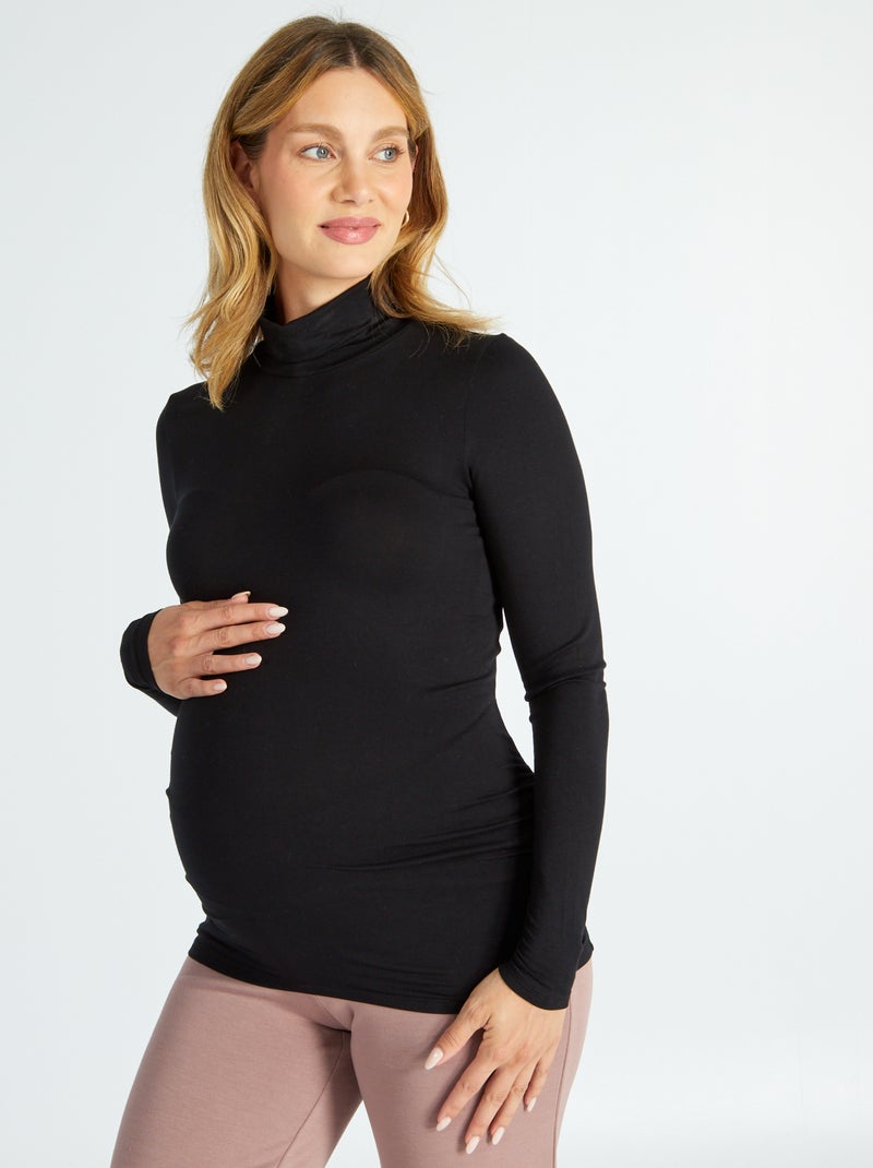 T-shirt premaman con collo alto nero - Kiabi