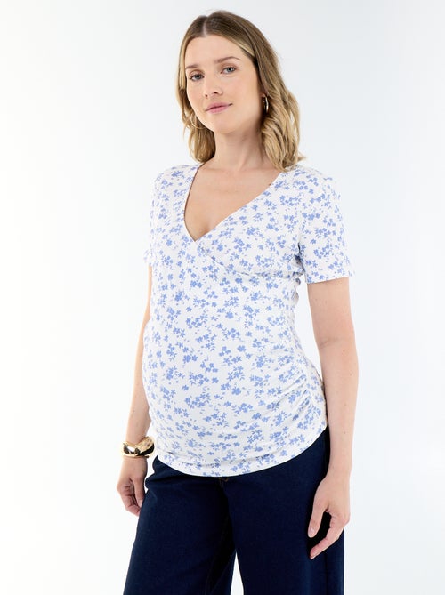 T-shirt premaman con scollo a portafoglio - Kiabi
