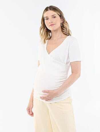 T-shirt premaman con scollo a portafoglio