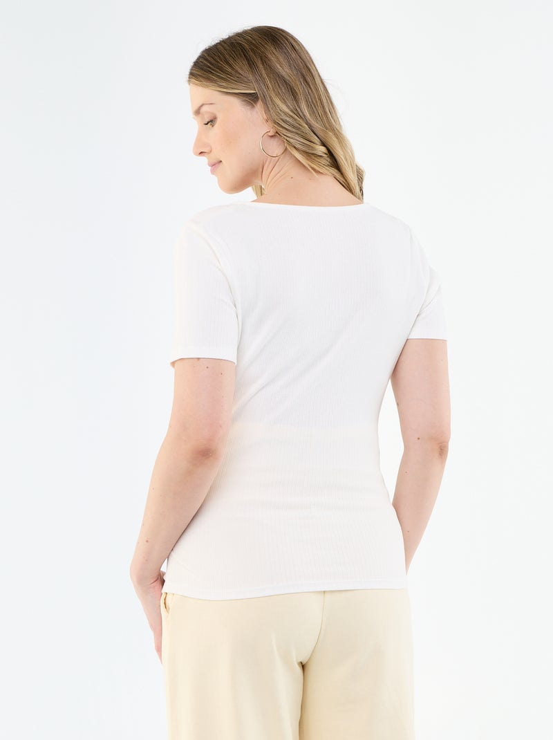T-shirt premaman con scollo a portafoglio Bianco - Kiabi