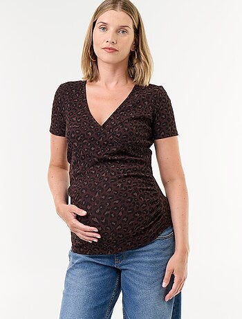 T-shirt premaman con scollo a portafoglio