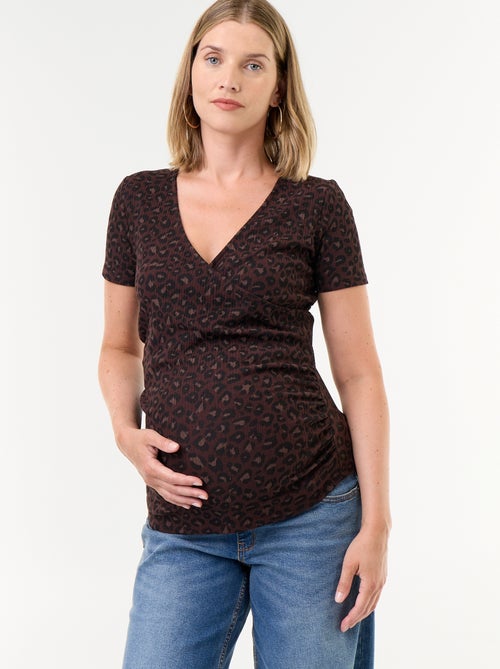 T-shirt premaman con scollo a portafoglio - Kiabi